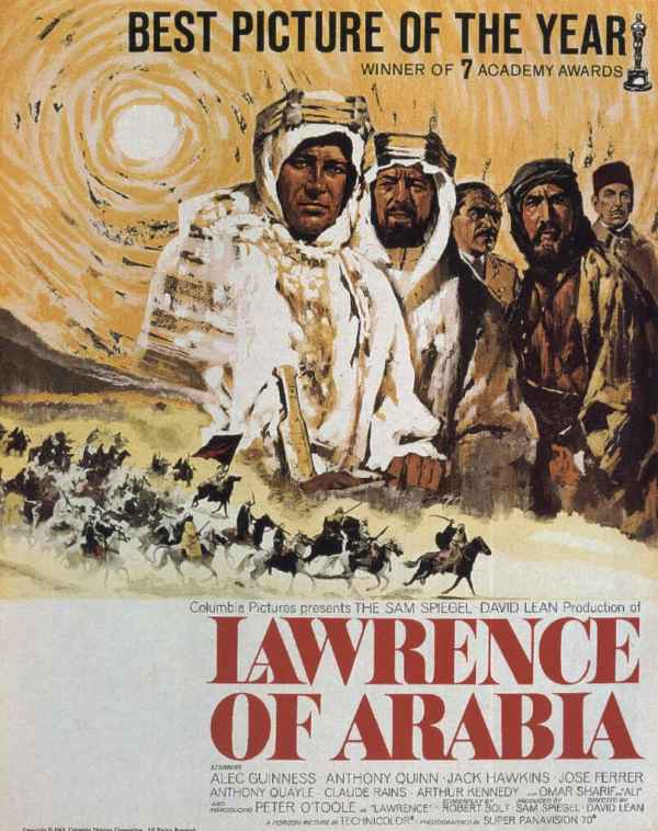 Lawrence da Arábia (Lawrence of Arabia), de David Lean: 7 Oscars