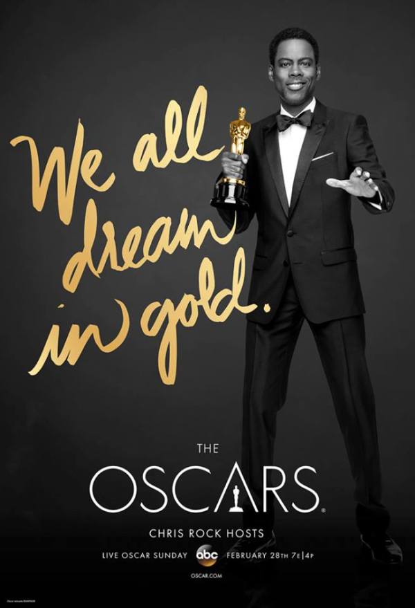 Pôster do Oscar 2016 com o host da noite, Chris Rock (art by oscar.go)